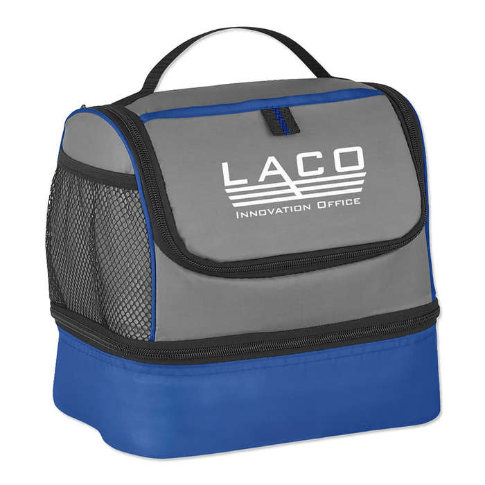 Dual Compartment 18 Can Lunch Pail Bag - Gray with Black