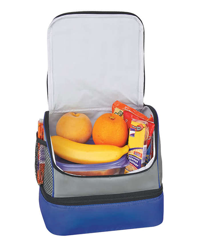 Dual Compartment 18 Can Lunch Pail Bag - Gray with Black