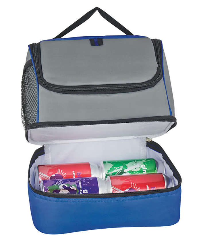 Dual Compartment 18 Can Lunch Pail Bag - Gray with Black