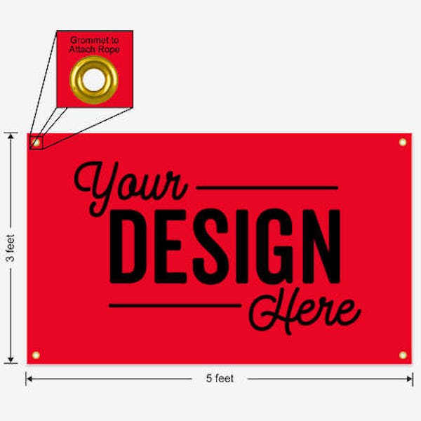 Full Color 5' x 3' Vinyl Banner - Red