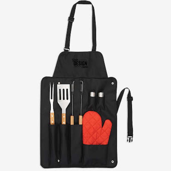 BBQ Now Apron and 7-Piece BBQ Set - Black