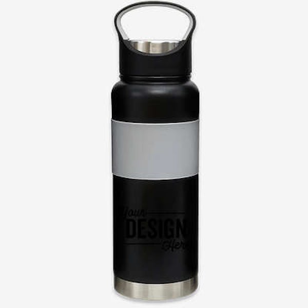 24 oz. Floating Stainless Steel Water Bottle - Black with Gray