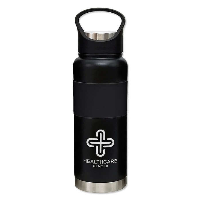 24 oz. Floating Stainless Steel Water Bottle - Black with Gray