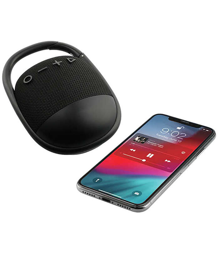 Fabric Clip Portable Waterproof Bluetooth Speaker - Black