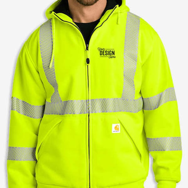 Carhartt Class 3 Heavyweight Safety Zip Hoodie - Brite Lime