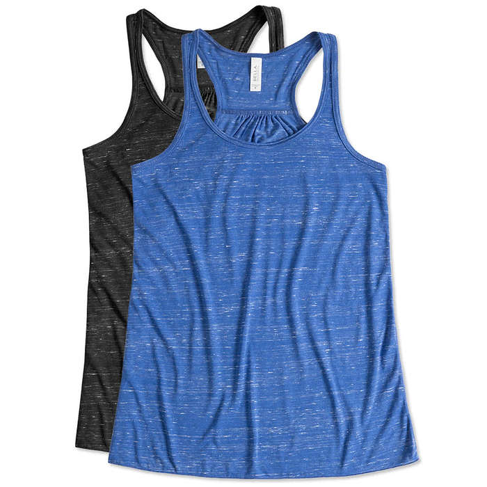 Bella + Canvas Women's Flowy Melange Racerback Tank - Black Marble