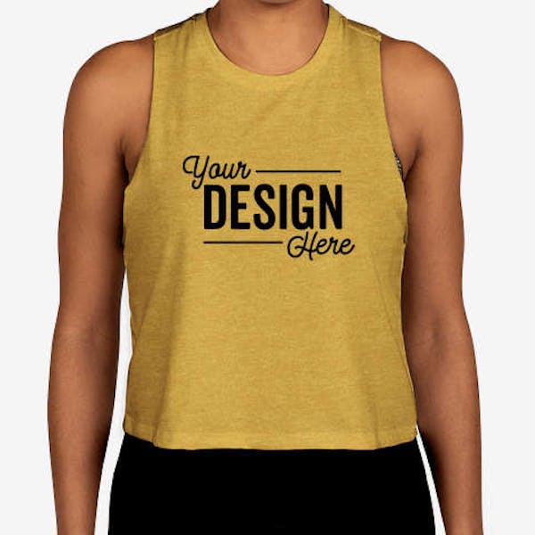 Bella + Canvas Women's Racerback Crop Tank Top - Heather Mustard