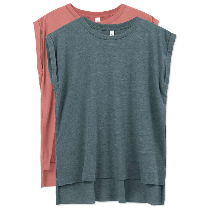 Bella + Canvas Women's Flowy Rolled Cuff T-shirt - White