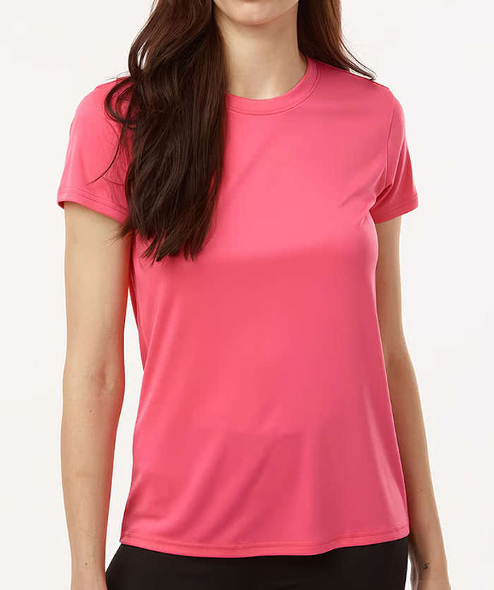 AllPro Women's Interlock UPF 50 Performance Shirt - Bright Pink 3 AllPro Women's Interlock UPF 50 Performance Shirt - Bright Pink