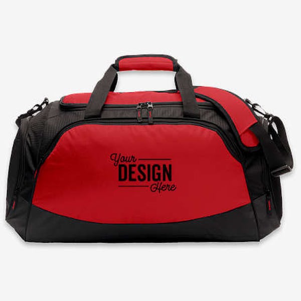 Port Authority Medium Active Duffel Bag - Embroidered - True Red / Black