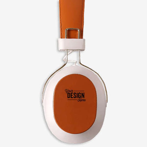 Laser Engraved TerraTone Recycled Wireless Bluetooth Headphones - White / Brown
