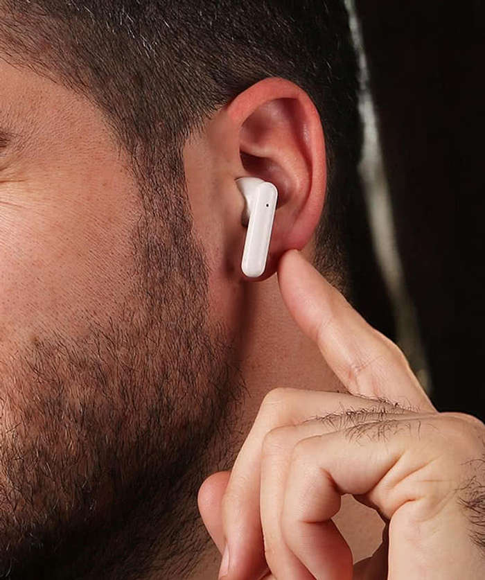 Laser Engraved TerraTone Recycled Wireless Bluetooth Earbuds - White / Brown