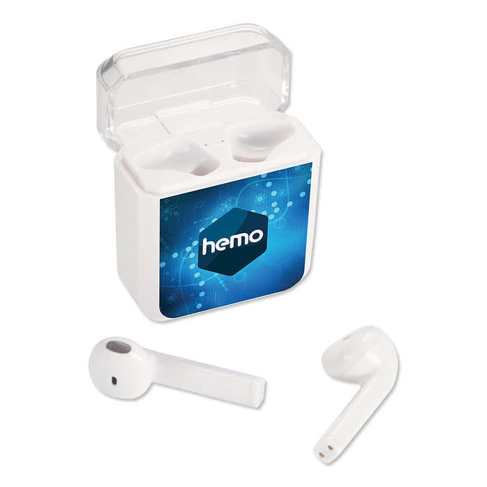Full Color Braavos Wireless Charging Bluetooth Earbuds - White