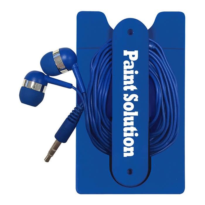 Phone Wallet with Earbuds - Black