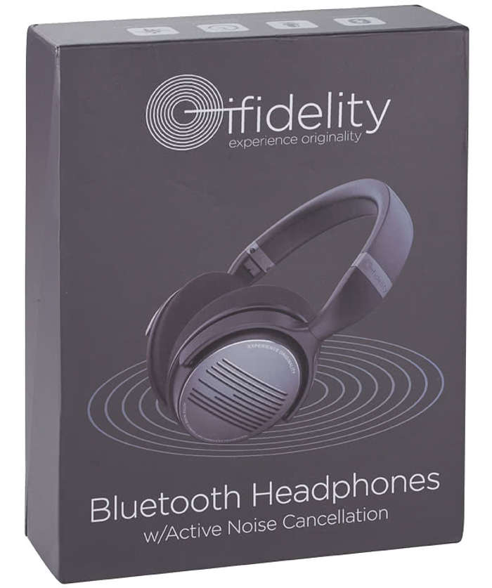 Laser Engraved ifidelity Noise Cancelling Bluetooth Headphones - Black