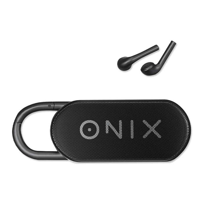 Full Color Clip Buddies Wireless Speaker and Earbuds - Black