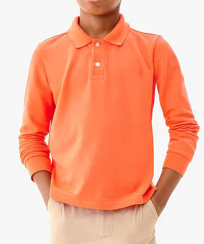 Primary Youth Recycled Long Sleeve Pique Polo - Stream