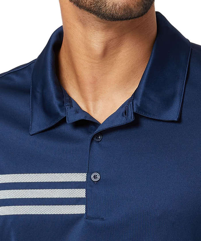 Adidas 3-Stripes UPF 50+ Performance Polo - Embroidered - Lucky Blue / White