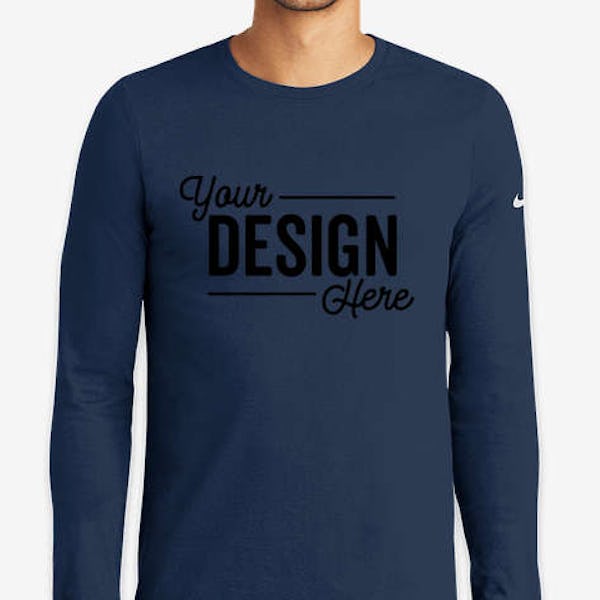 Nike Dri-FIT Long Sleeve Jersey Blend Performance Shirt - College Navy