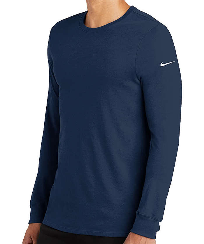 Nike Dri-FIT Long Sleeve Jersey Blend Performance Shirt - College Navy