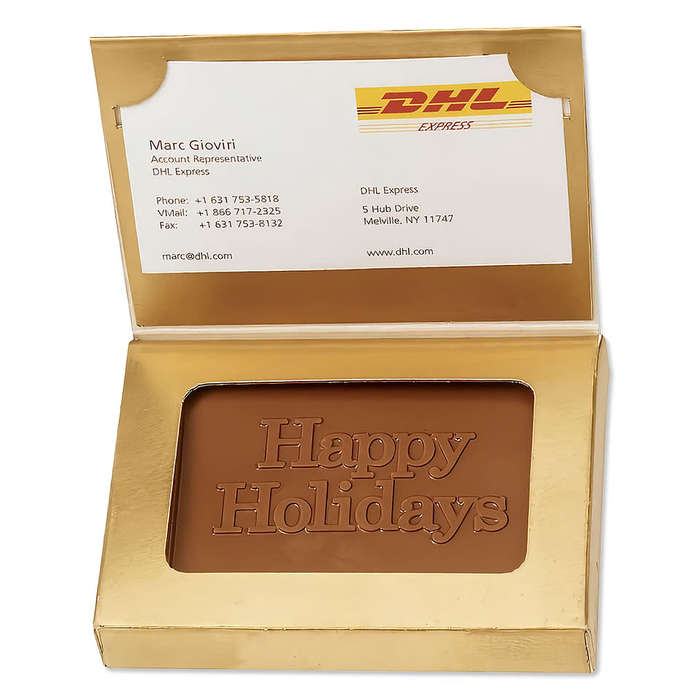 Embossed Chocolate Bar with Business Card Gift Box - Silver