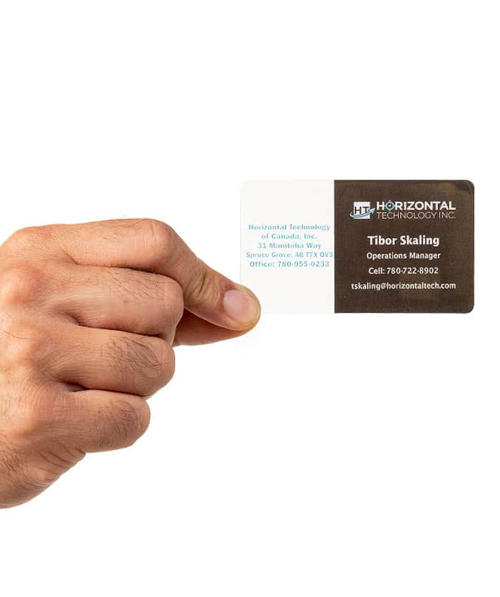2" x 3.5" Horizontal Clear Plastic Business Cards - Clear / Orange