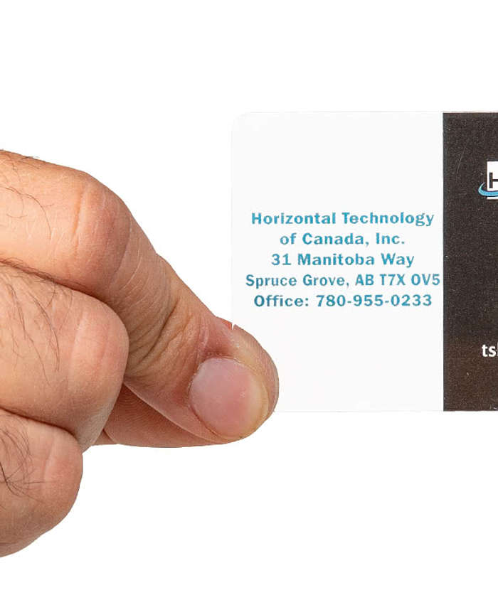 2" x 3.5" Horizontal Clear Plastic Business Cards - Clear / Orange