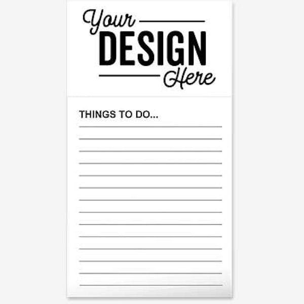Business Card Magnet with 50-Sheet Notepad - White
