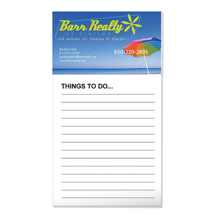Business Card Magnet with 50-Sheet Notepad - White