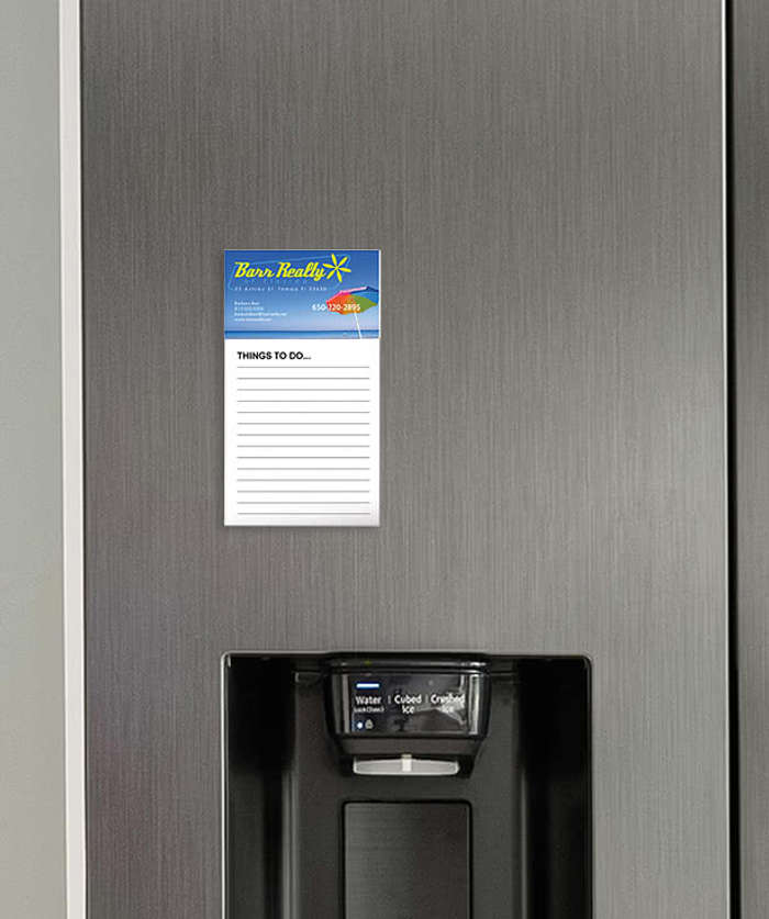 Business Card Magnet with 50-Sheet Notepad - White