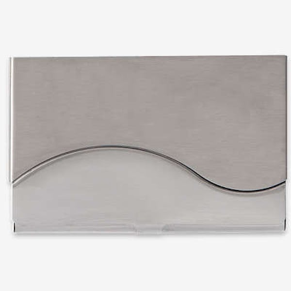 Laser Engraved Premium Metal Business Card Holder - Silver