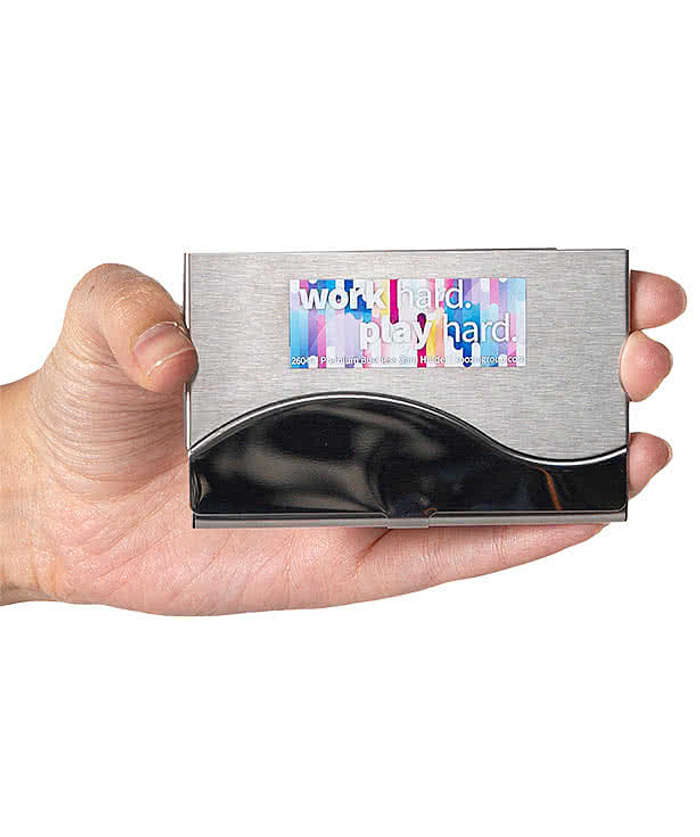 Laser Engraved Premium Metal Business Card Holder - Silver 5 Laser Engraved Premium Metal Business Card Holder - Silver