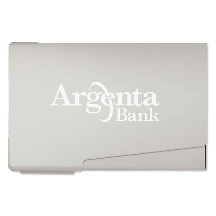Laser Engraved Aluminum Business Card Holder - Silver