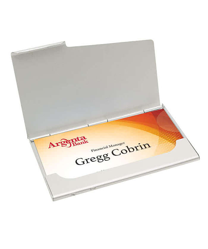 Laser Engraved Aluminum Business Card Holder - Silver