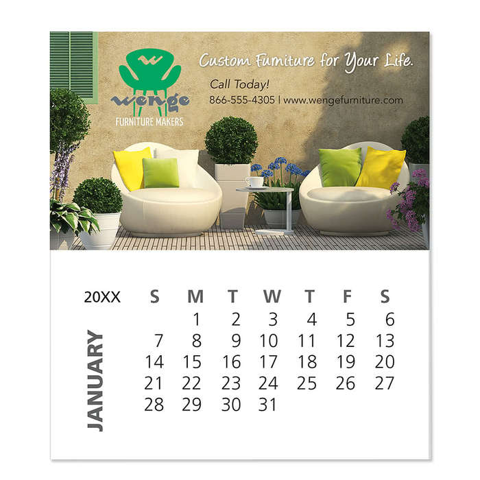 Full Color Business Card Magnet with 12-Sheet Calendar - Business Card Magnet with 12 Sheet Calendar