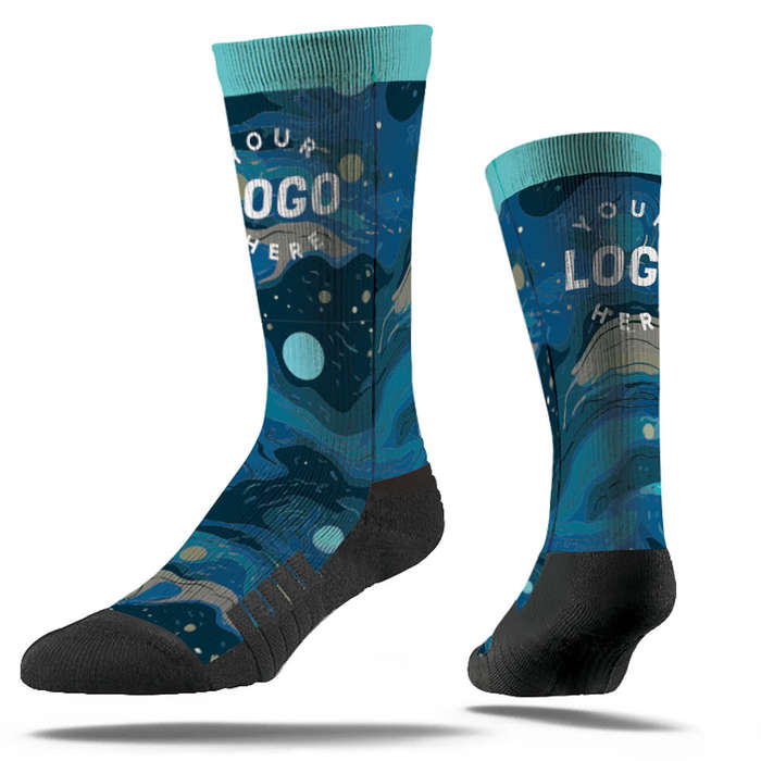 Abstract Oil Premium Crew Socks - Black