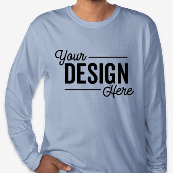 Comfort Colors 100% Cotton Long Sleeve Shirt - Washed Denim