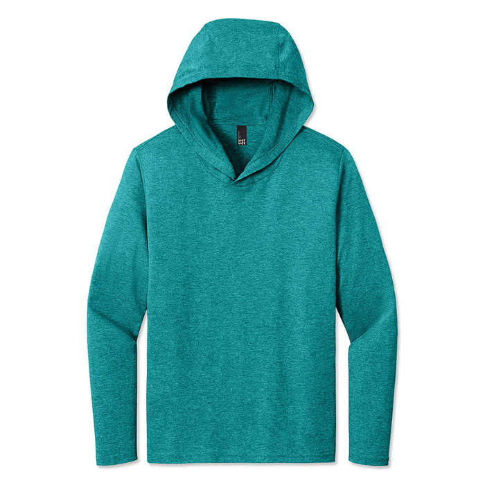District Perfect Tri-Blend Hooded Long Sleeve T-shirt - Military Green Frost