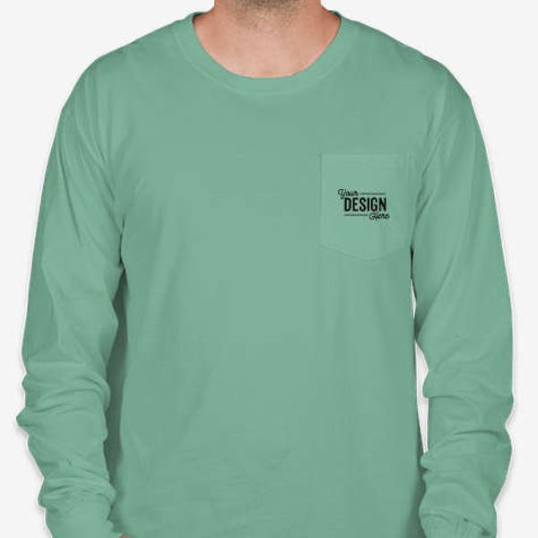 Comfort Colors Long Sleeve Pocket T-Shirt - Seafoam