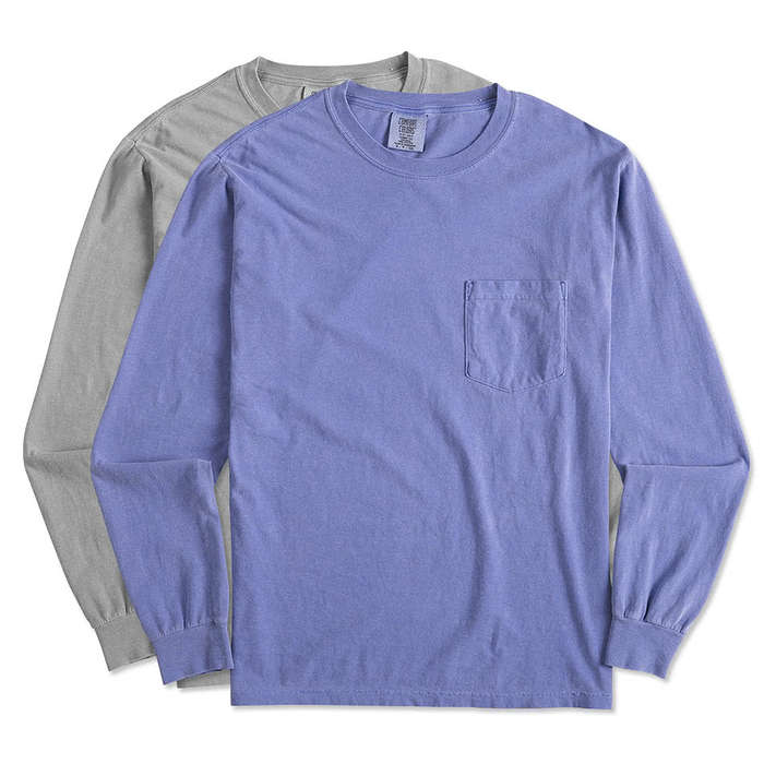 Comfort Colors Long Sleeve Pocket T-Shirt - Seafoam