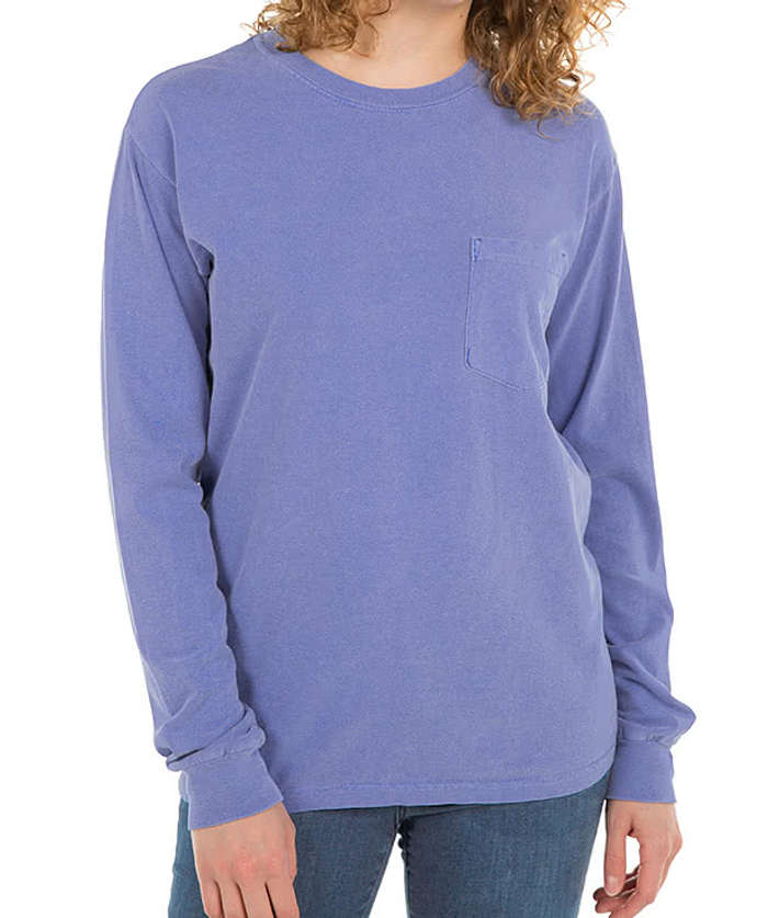 Comfort Colors Long Sleeve Pocket T-Shirt - Seafoam