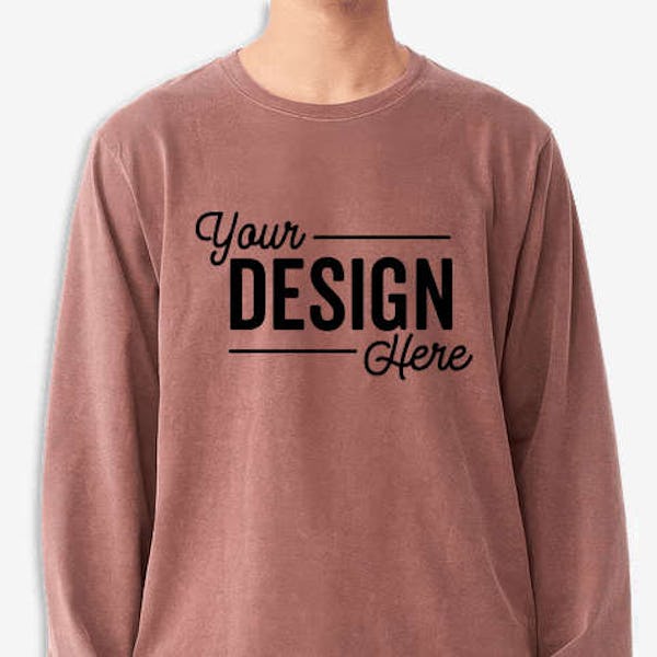 Bella + Canvas Heavyweight Garment-Dyed Long Sleeve T-shirt - Washed Chestnut