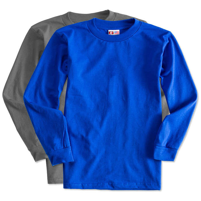 Bayside USA-Made 100% Cotton Long Sleeve T-shirt - Dark Ash