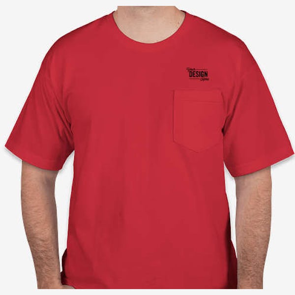 Bayside USA-Made 100% Cotton Pocket T-shirt - Red