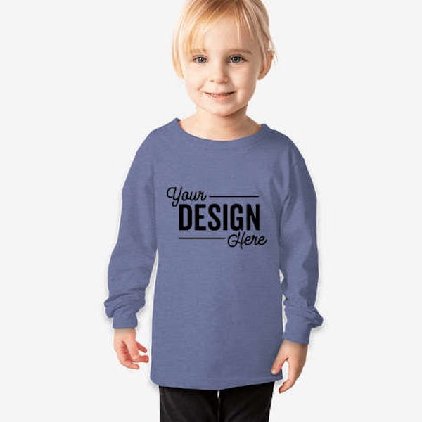Bella + Canvas Toddler Jersey Long Sleeve T-shirt - Heather Columbia Blue