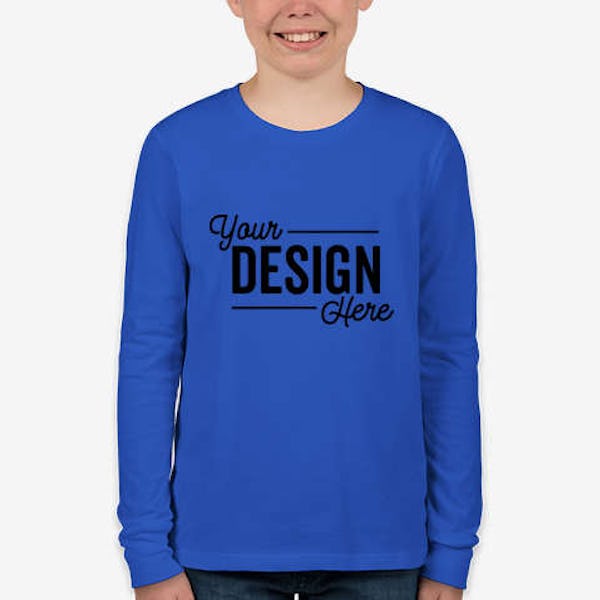 Bella + Canvas Youth Long Sleeve Jersey T-shirt - True Royal