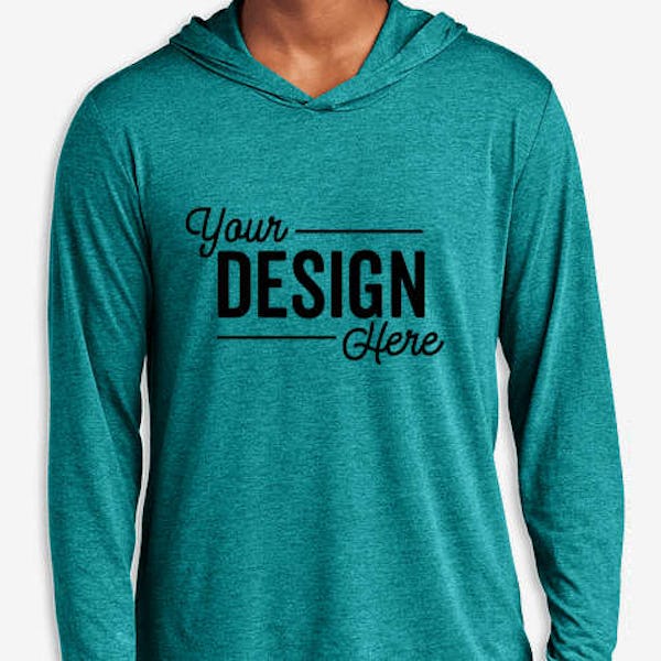 District Perfect Tri-Blend Hooded Long Sleeve T-shirt - Heathered Teal